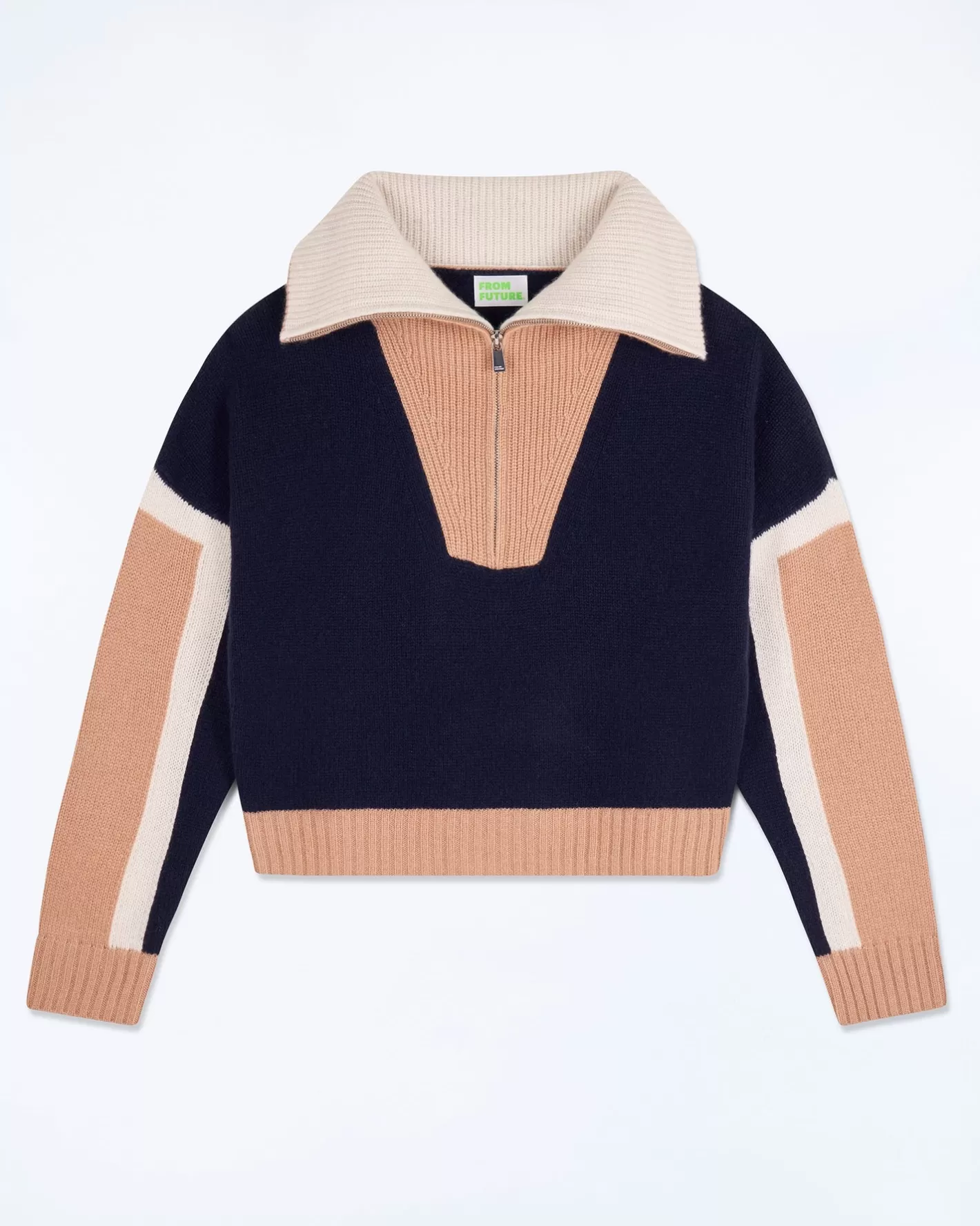 Maglione Collo Alto Con Zip Tricolore-FROM FUTURE Clearance