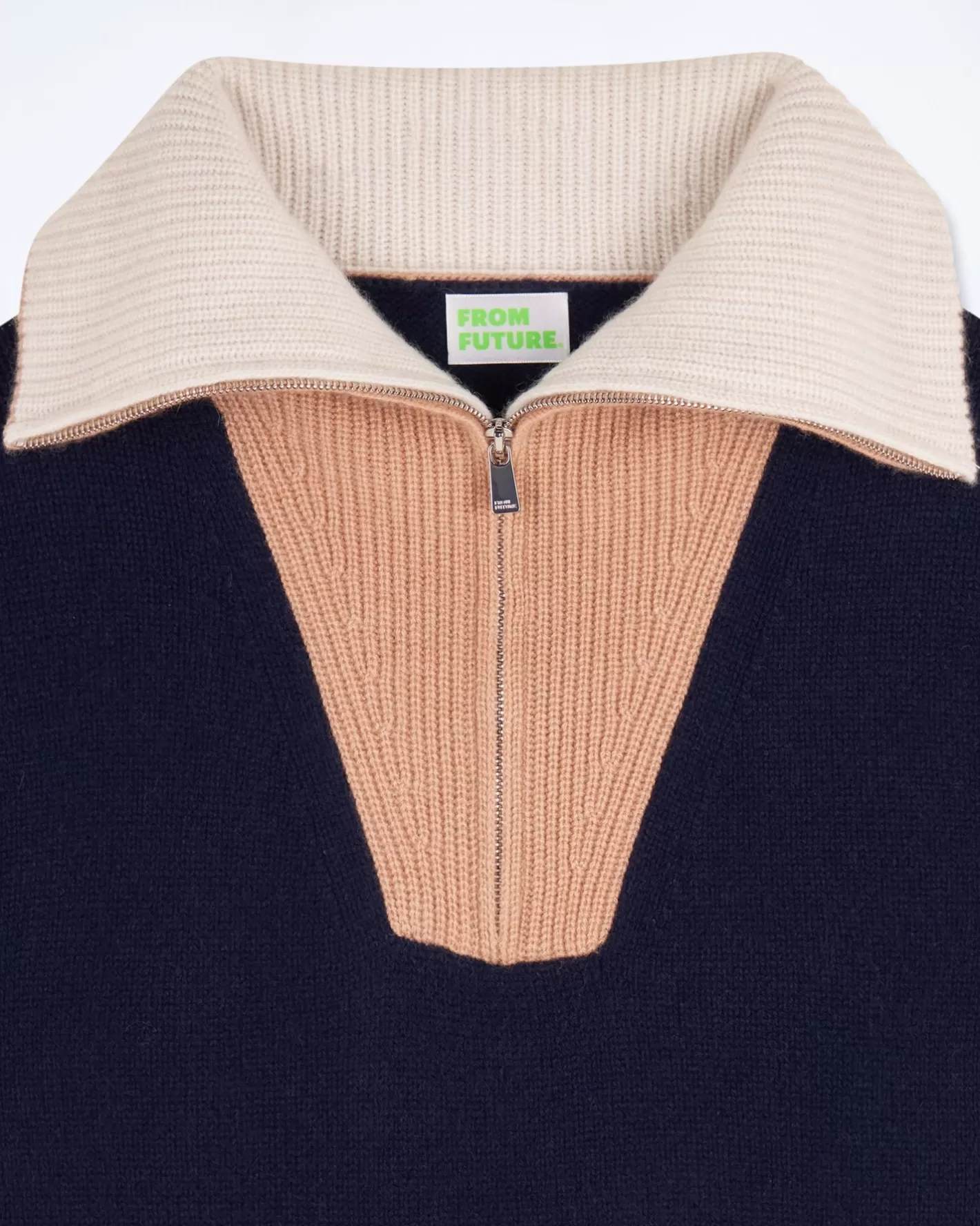 Maglione Collo Alto Con Zip Tricolore-FROM FUTURE Clearance