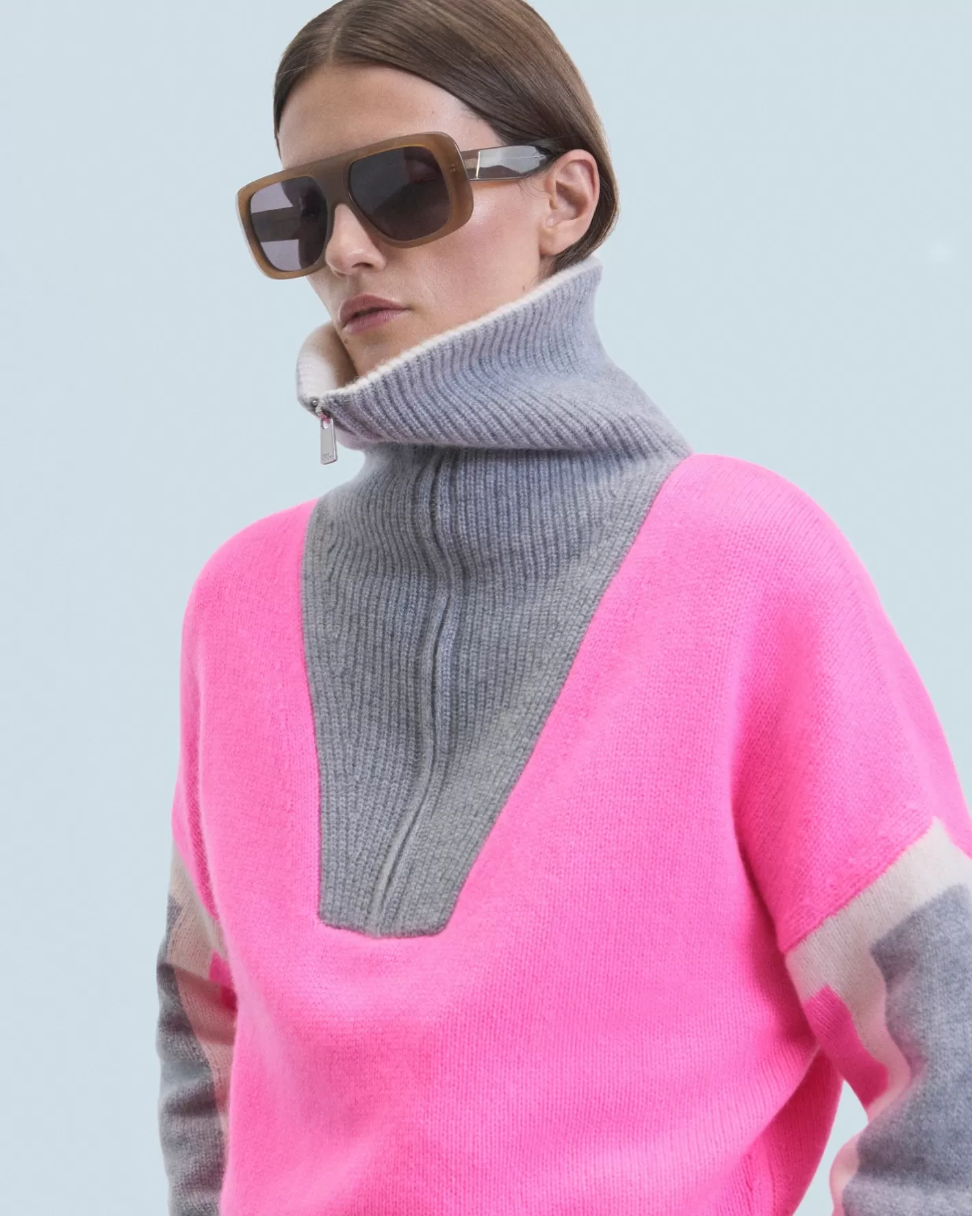 Maglione Collo Alto Con Zip Tricolore-FROM FUTURE Clearance