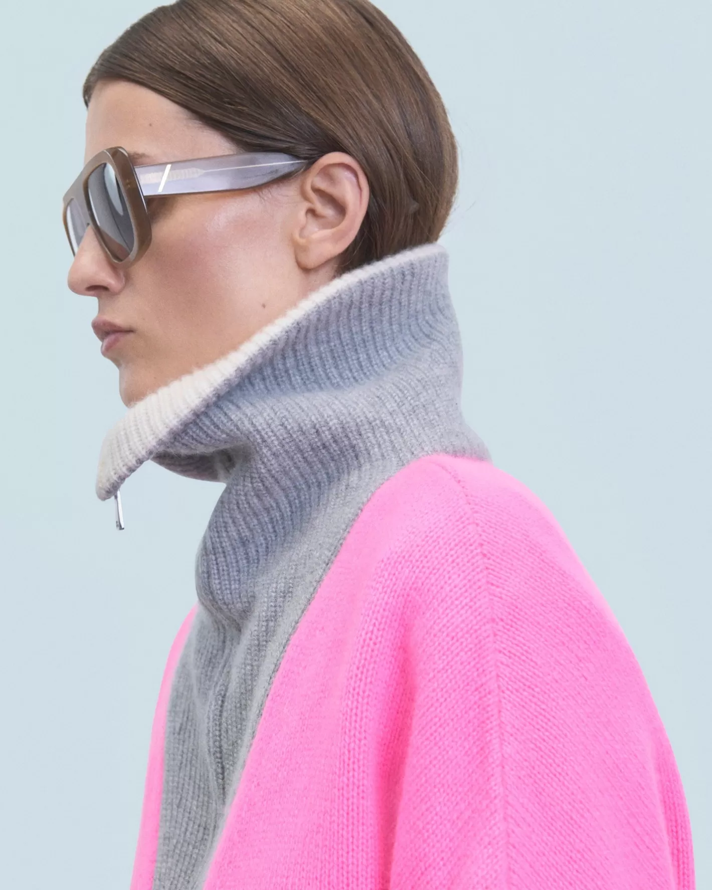 Maglione Collo Alto Con Zip Tricolore-FROM FUTURE Fashion