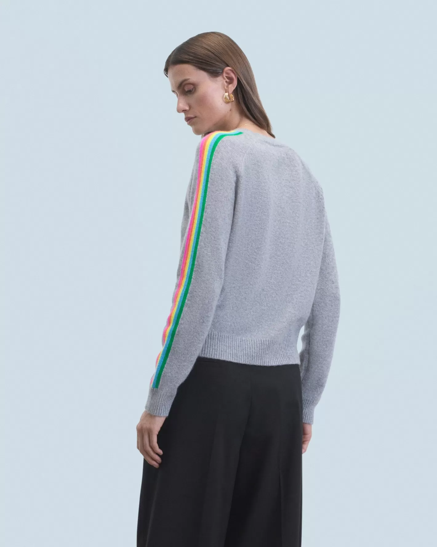 Maglione Scollo Tondo Bande Maniche Multicolori-FROM FUTURE Discount