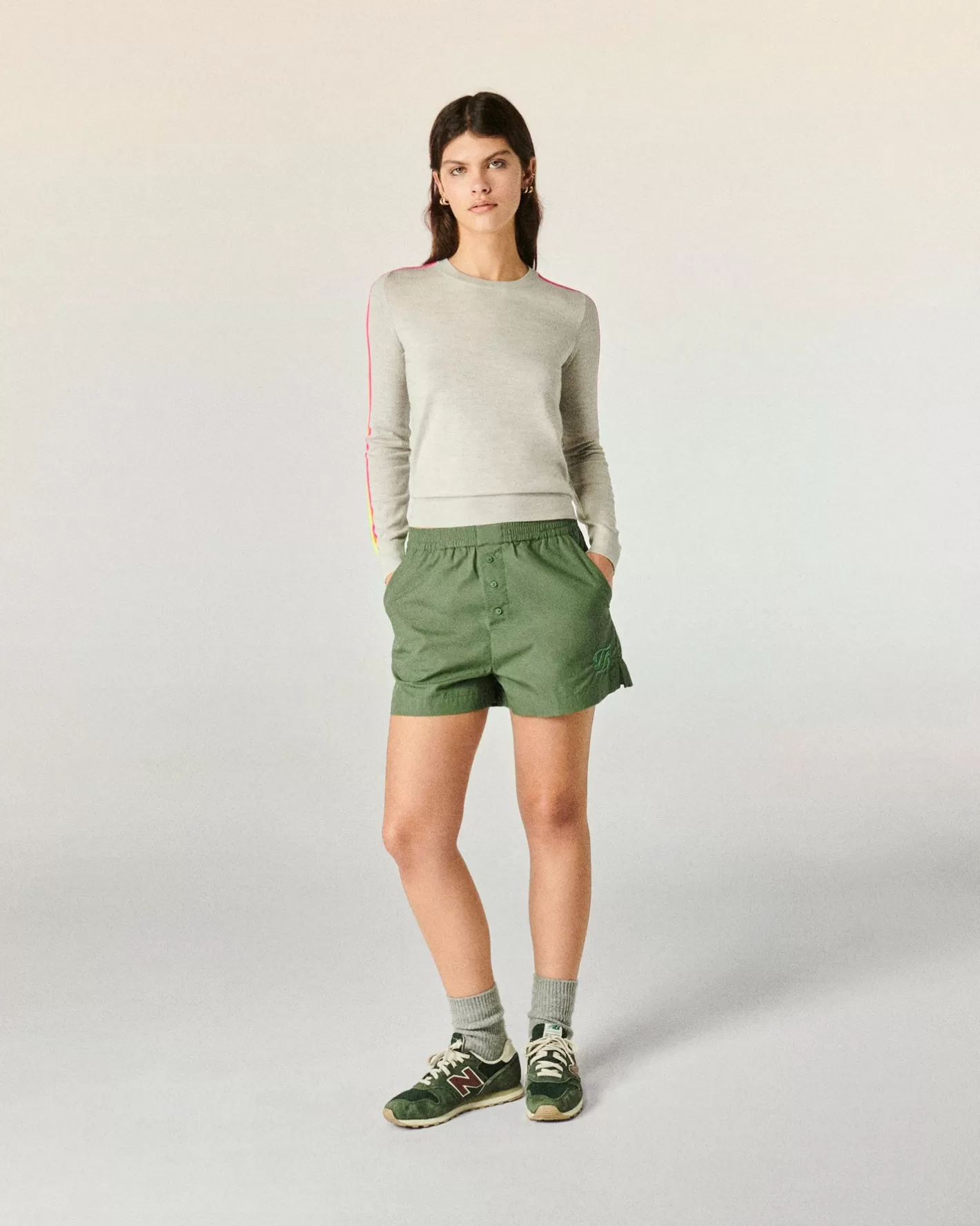 Maglione Scollo Tondo Bande Multicolori Sulle Maniche-FROM FUTURE Fashion
