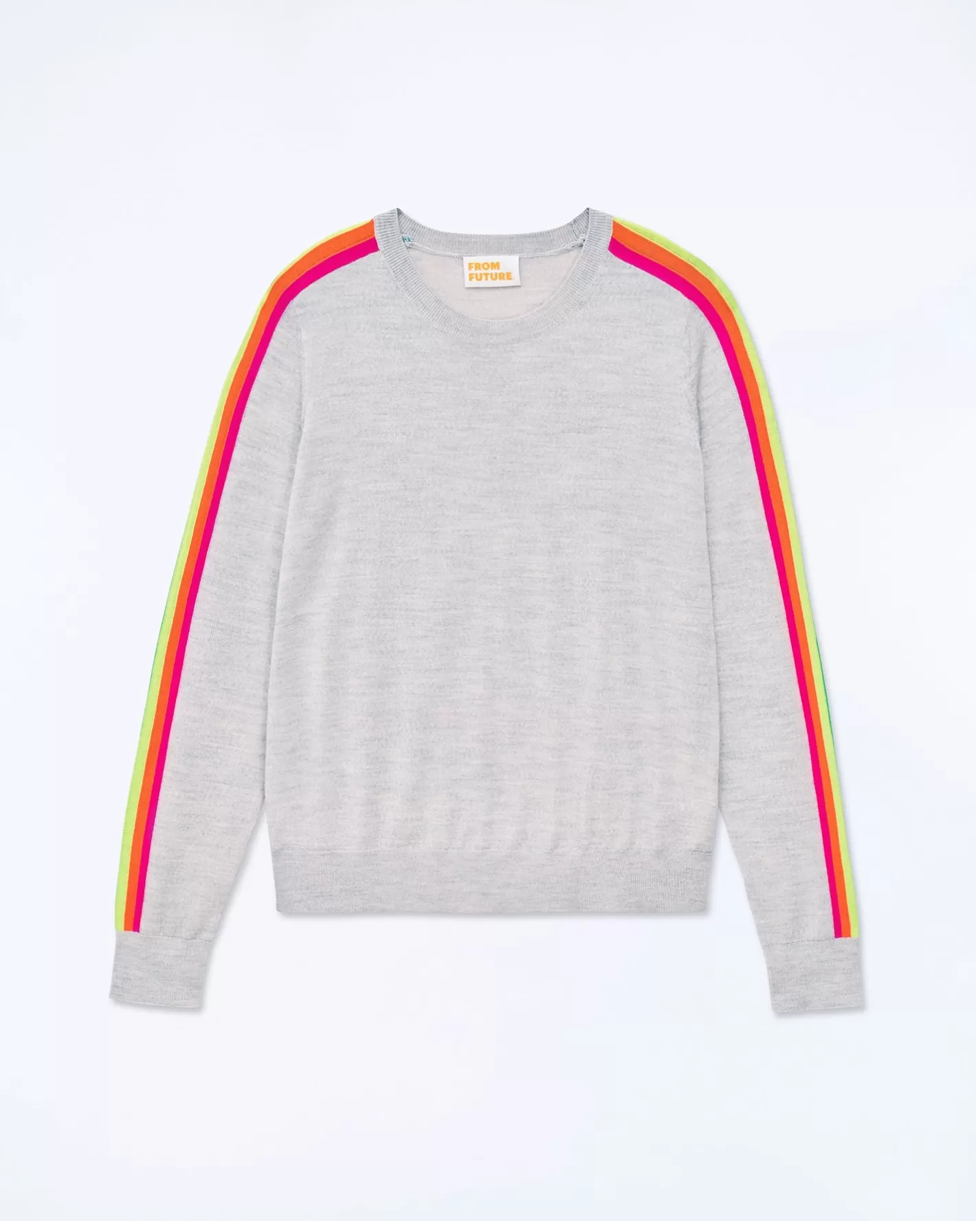 Maglione Scollo Tondo Bande Multicolori Sulle Maniche-FROM FUTURE Fashion