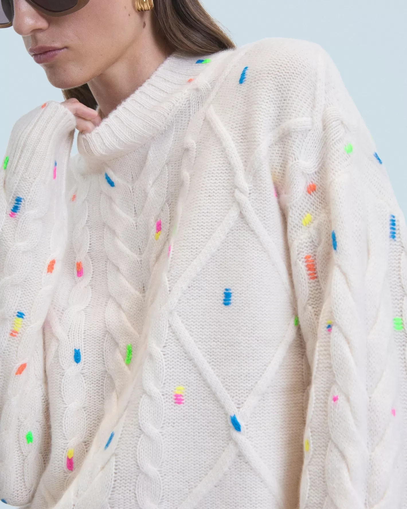 Maglione Scollo Tondo Con Trecce Multicolore-FROM FUTURE Sale