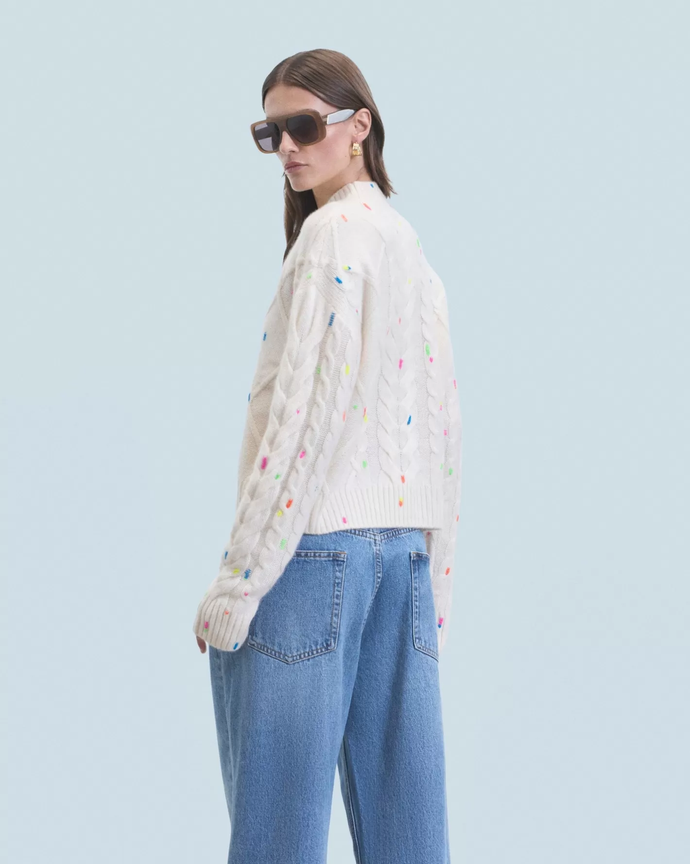 Maglione Scollo Tondo Con Trecce Multicolore-FROM FUTURE Sale