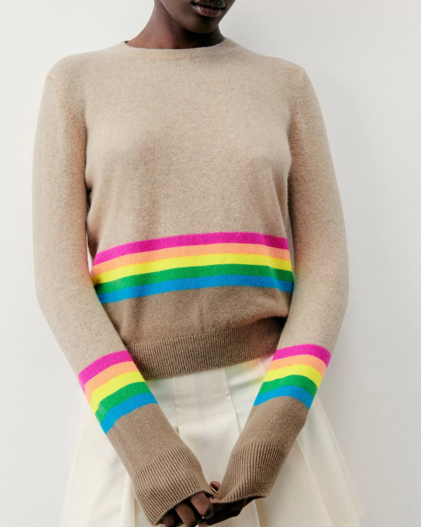 Maglione Scollo Tondo Fondo Con Bande Multicolori-FROM FUTURE Best