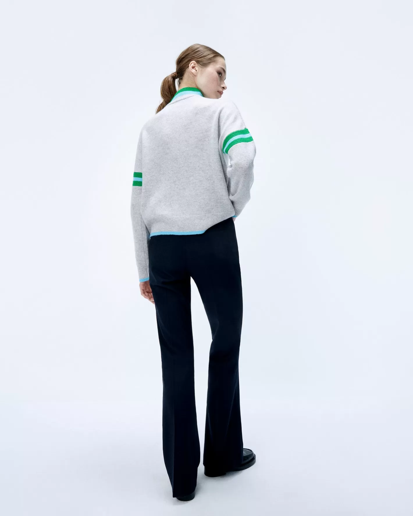 Pullover Collo Alto Con Zip Bordi A Coste Uncinetto-FROM FUTURE Hot