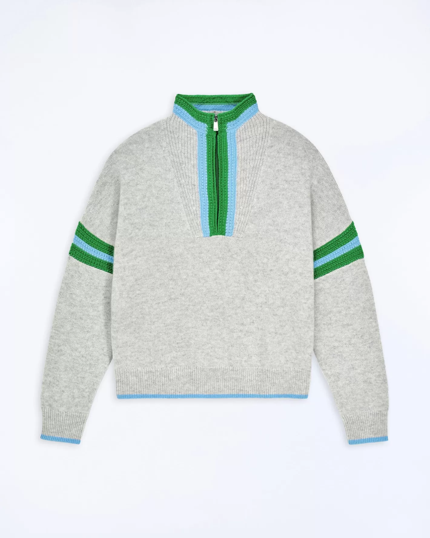 Pullover Collo Alto Con Zip Bordi A Coste Uncinetto-FROM FUTURE Hot