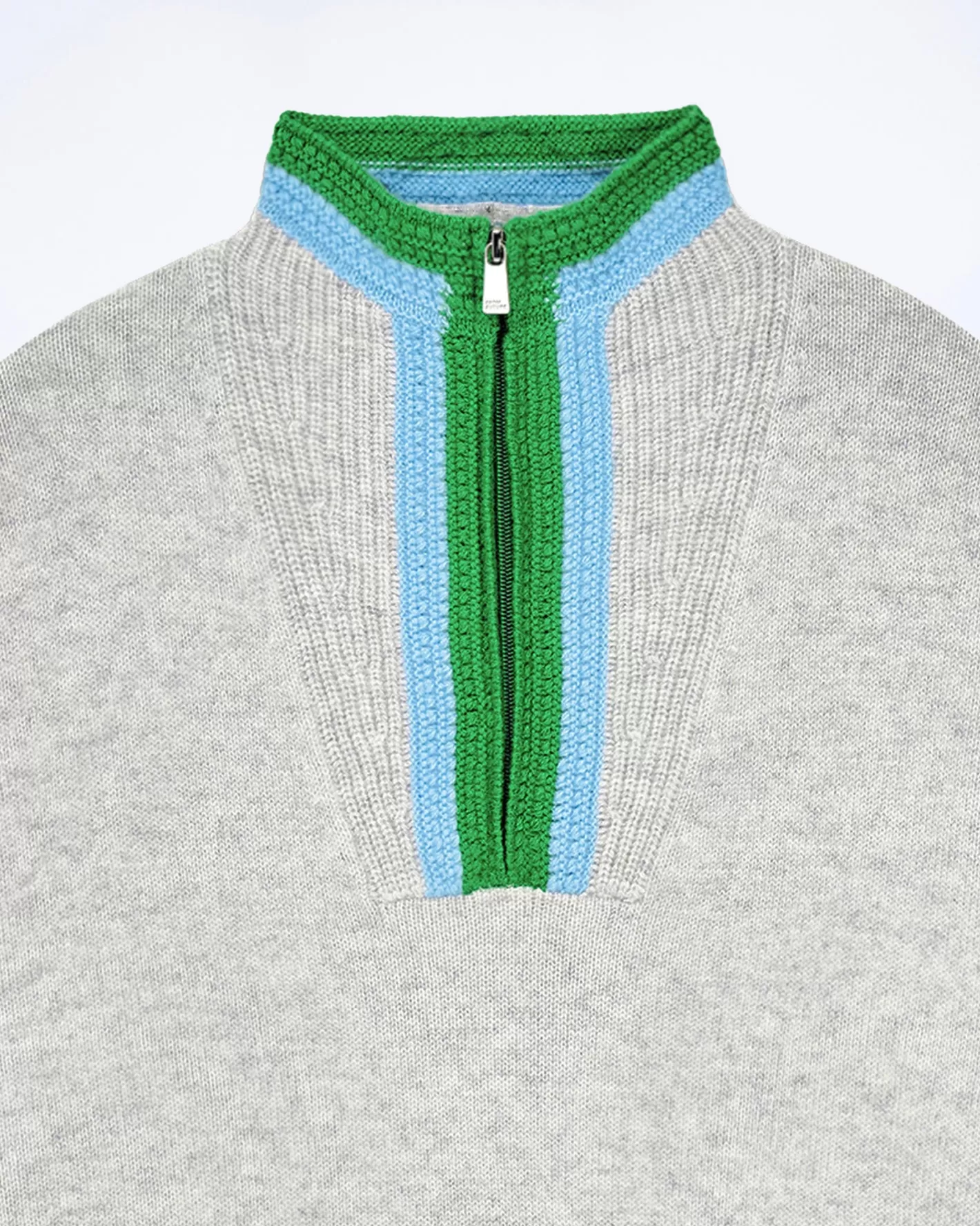 Pullover Collo Alto Con Zip Bordi A Coste Uncinetto-FROM FUTURE Hot