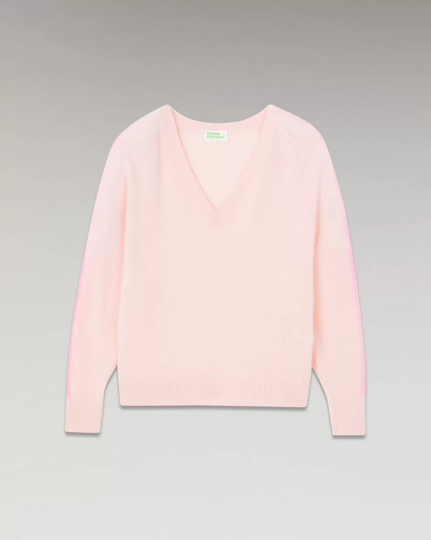 Pullover Scollo A V Oversize Bande Bicolori Leggero-FROM FUTURE New