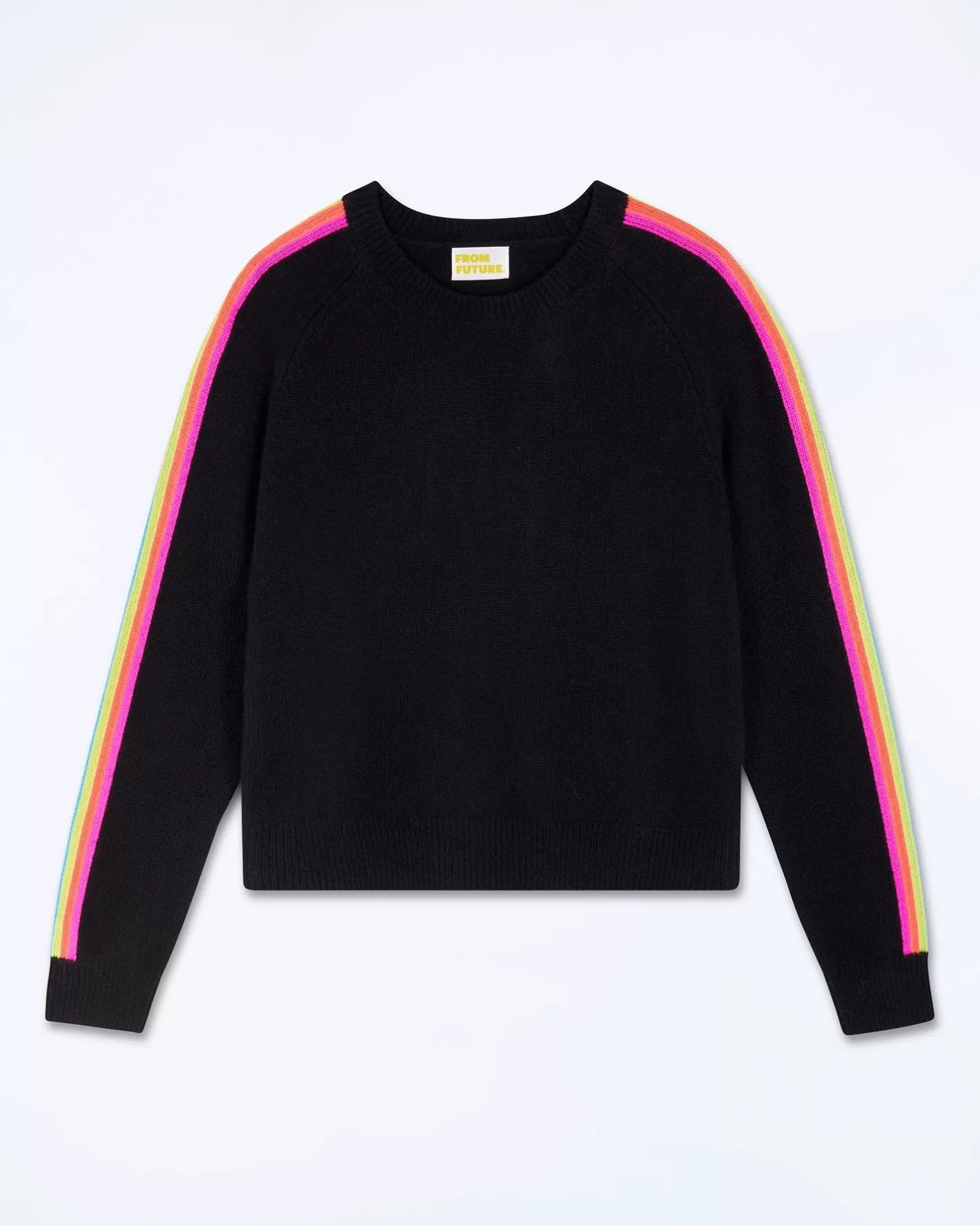 Pullover Scollo Tondo Bande Maniche Multicolori-FROM FUTURE New